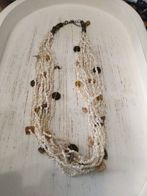 Multistrand Necklace with Beige Beads New