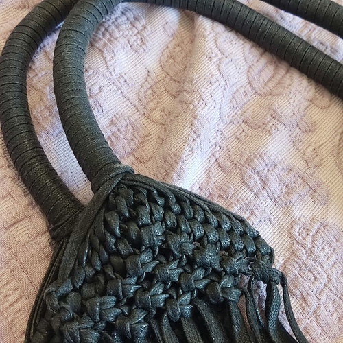 Zara macrame knitted summer beach shoulder bag used, black