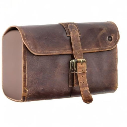 Moonster Toiletry Bag New, Genuine Buffalo Leather and Green Fabric