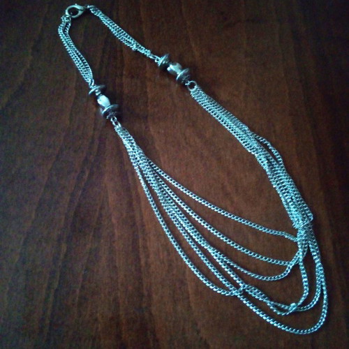Layered chain necklace with hematite used, Y2K fashion