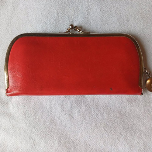 Women's vintage wallet used, red with visible wear