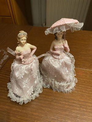 Victorian Style Figurines Set with Fabric Details like new