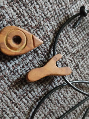 Wooden handmade jewelry like new from olive wood with black cord
