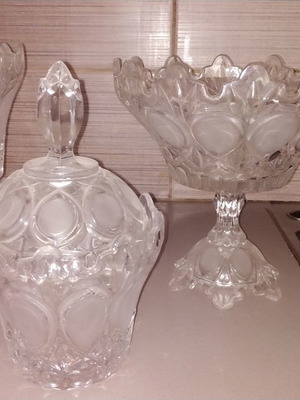 Crystal set vintage 1960 used, vase, bowl and centerpiece