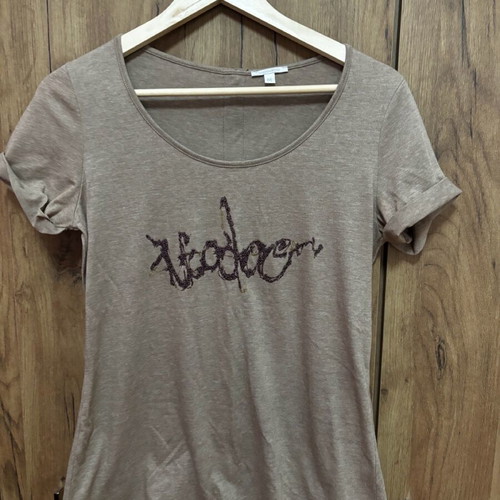 Nom blouse used, short sleeve, beige, size M