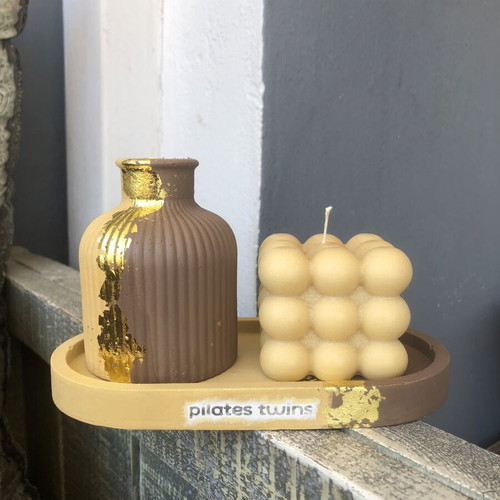 Custom handmade gift set with vase and candle