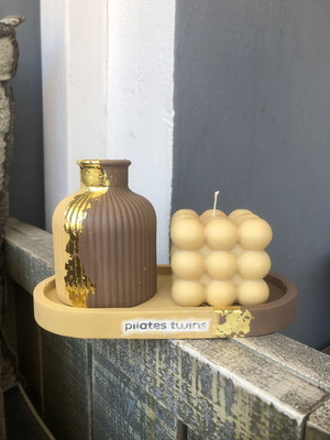 Custom handmade gift set with vase and candle