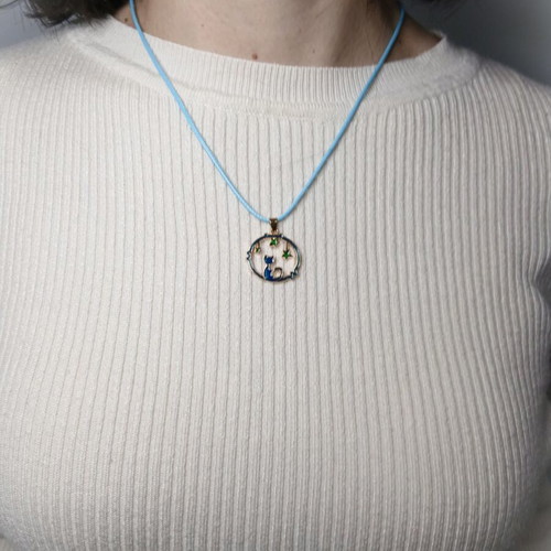 Necklace with Cat and Stars with Lobster Clasp new