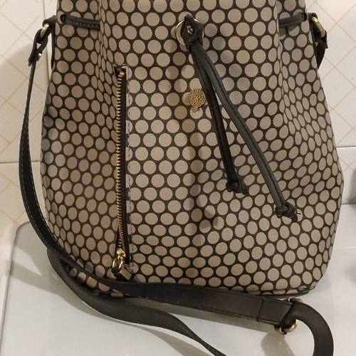 Thiros shoulder bag bucket new, leather, black and beige