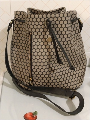 Thiros shoulder bag bucket new, leather, black and beige