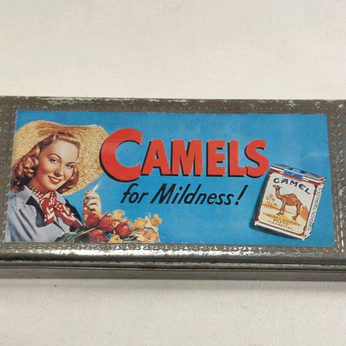 Camel metal vintage cigarette case used, collectible