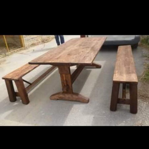 Monastic style wooden dining table, solid Swedish wood