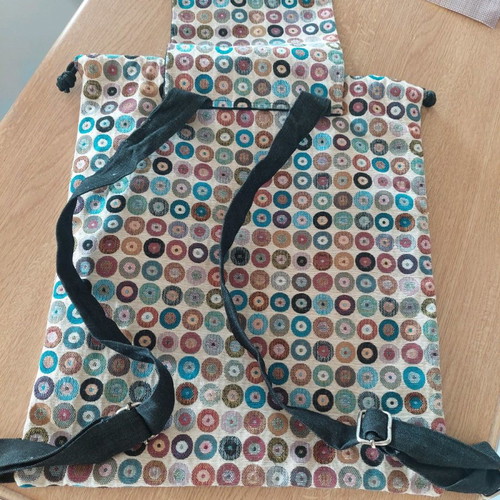 Handmade Fabric Boho Backpack with Colorful Pattern New