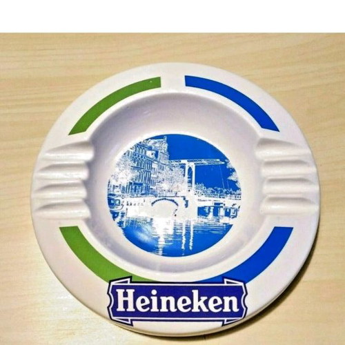 Heineken vintage collectible ashtray used, large ceramic