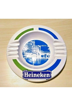 Heineken vintage collectible ashtray used, large ceramic
