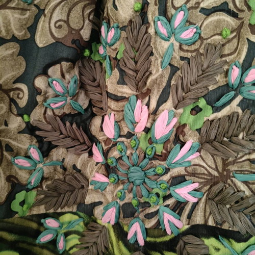 Jacket and skirt used, linen and silk with embroidery