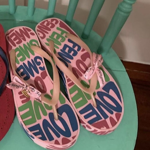 Feng Mei flip flops like new, sizes 37-38, pink multicolor
