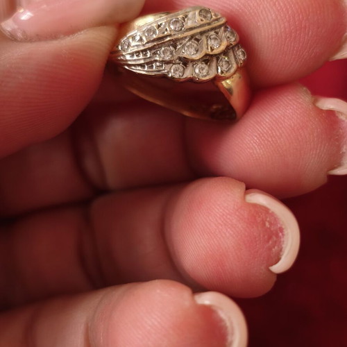 Gold women's ring 14K with natural diamonds 0.04 ct, like new