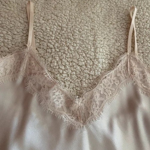 Celestino satin top with lace like new, beige, size M