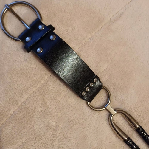 Women's belt used black with strass and chain