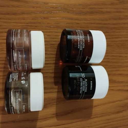 Glass jars from Korres face creams used, set of 4 pieces