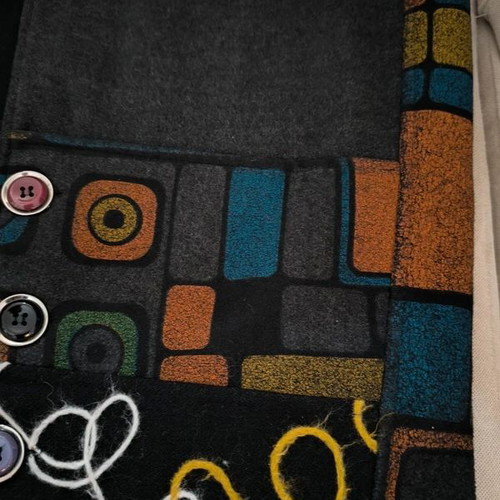 Wool boho patchwork skirt A-line XXL, like new, multicolor gray