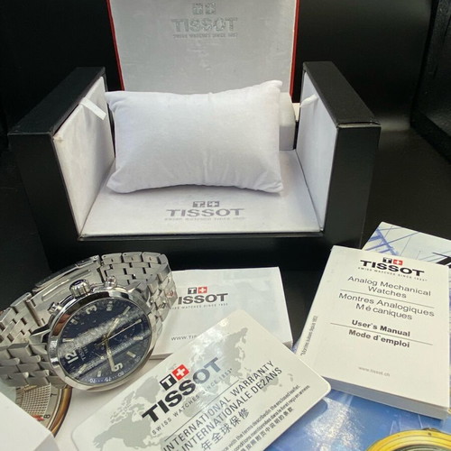 Tissot PRC 200 stainless steel chronograph watch like new, blue dial