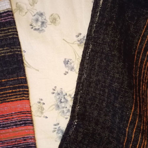 Vintage curtain side panels set of 2 used, heavy jacquard fabric 70x220 cm