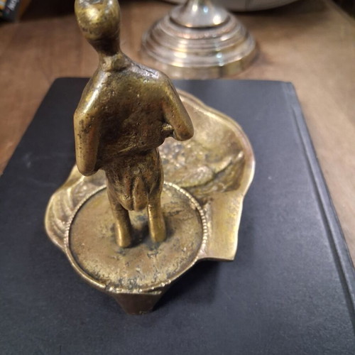 Cretan ashtray used, brass vintage piece