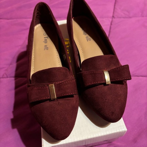 Suede flat shoes like new, burgundy, size 36