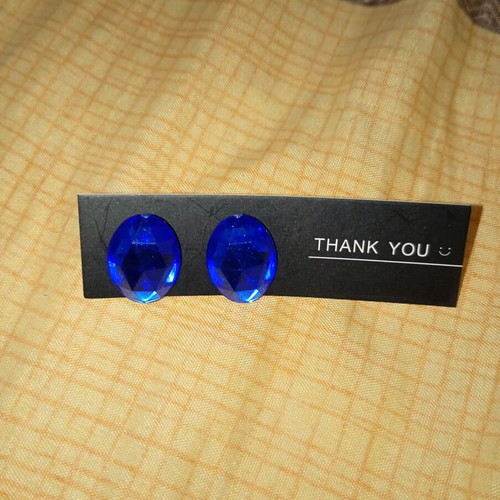 Blue Oval Earrings new, medium size for pierced ears