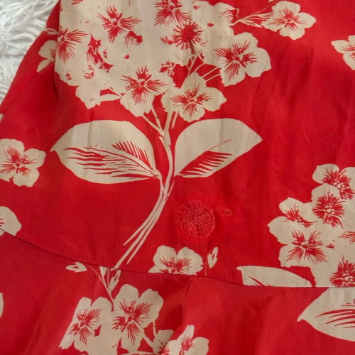 Pinko dress red with beige flowers like new, size XL, 100% silk