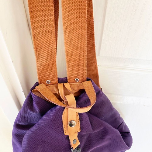 Iyiami purple leather backpack bag like new, handmade from Corfu