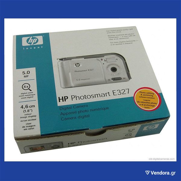 fotografiki michani psifiaki HP Photosmart E327 digital camera 5.0 MP me kalodio USB & Microsoft / Macintosh software olokenourgia achrisimopiiti sto kouti tis
