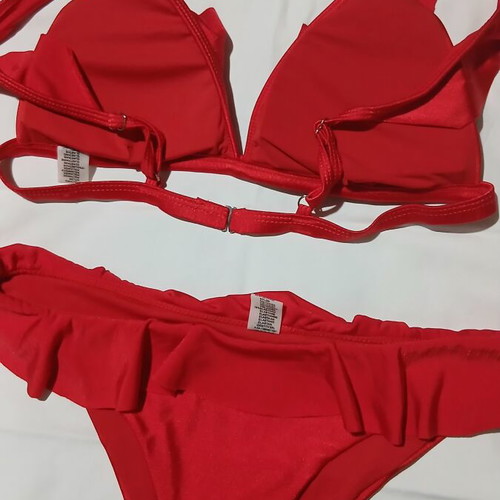 M&D Red Bikini with Ruffles, Size 46, New