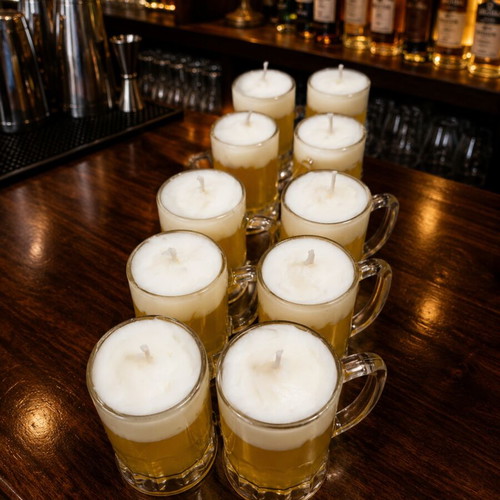 Handmade scented beer candle set with 4 small and 6 medium glasses