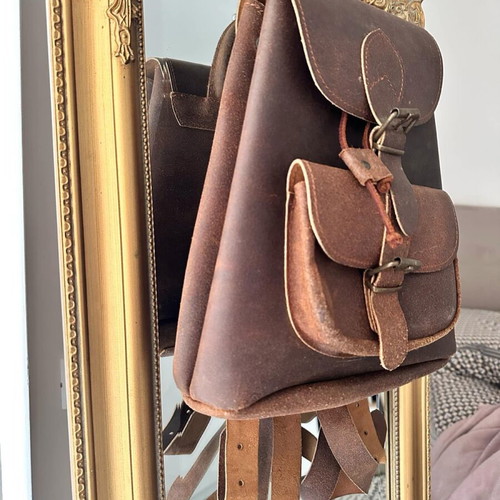 Leather backpack like new, brown