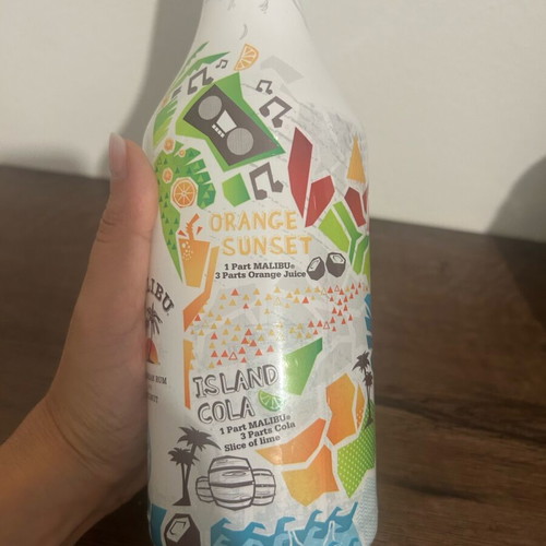 Malibu collectible empty bottle with cocktail recipes like new