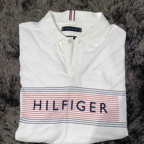 Tommy Hilfiger short sleeve shirt like new, white, size L