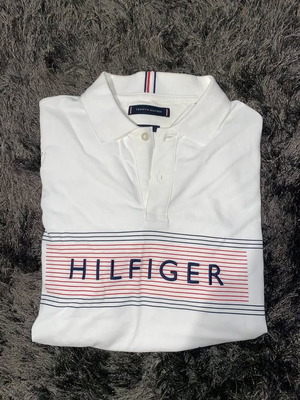 Tommy Hilfiger short sleeve shirt like new, white, size L