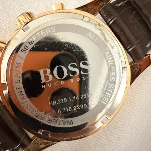 Hugo Boss men's wristwatch with brown leather strap, like new