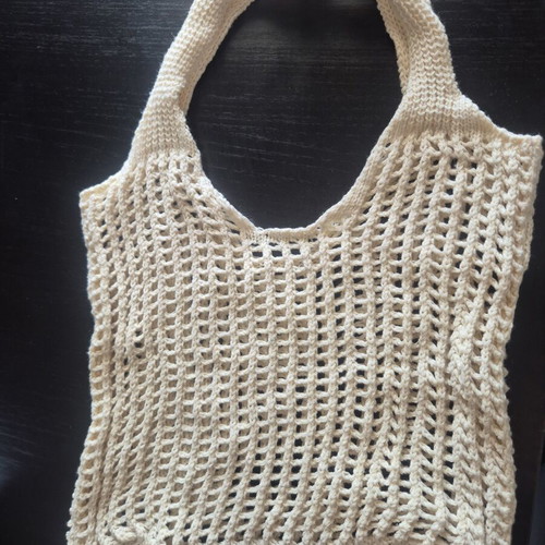 Crochet shoulder bag like new, large beige boho style