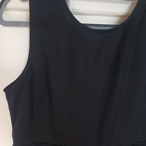 Regalinas black one-piece jumpsuit medium with perforated embroidery like new