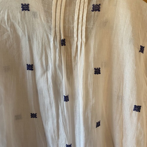 Semi-transparent embroidered shirt XL, white and blue, new