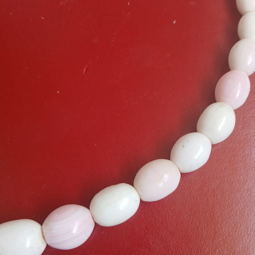 Pressed coral necklace, soft pink color, 45 cm