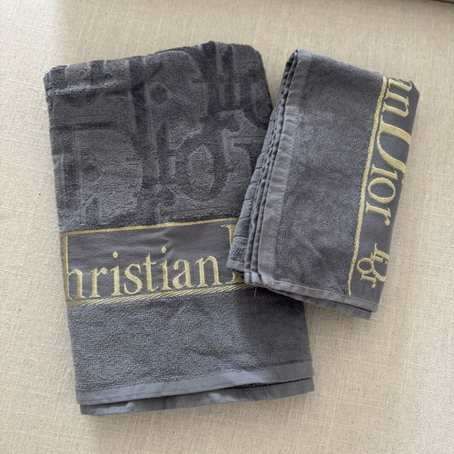 Christian Dior grey bath towel set, body and face