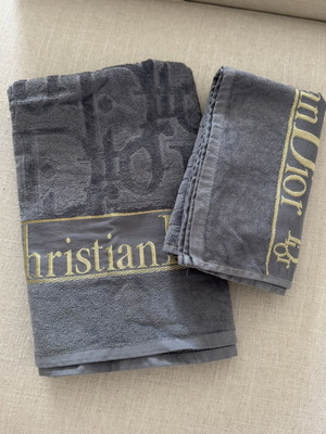 Christian Dior grey bath towel set, body and face