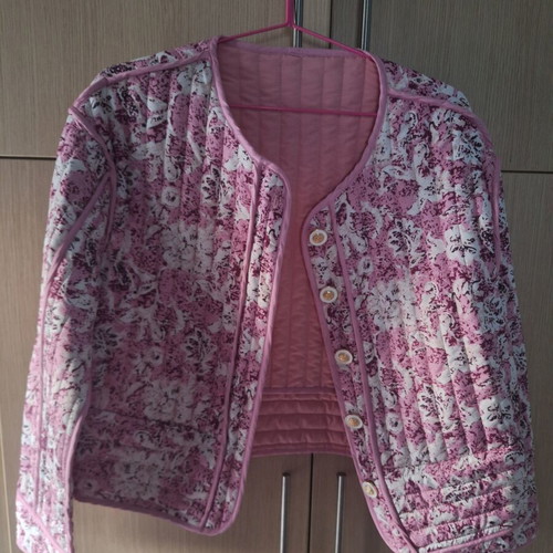 Quilted jacket new, size XXL, white and pink