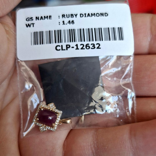 Pendant 14K gold with natural ruby and diamonds HRD Antwerp new