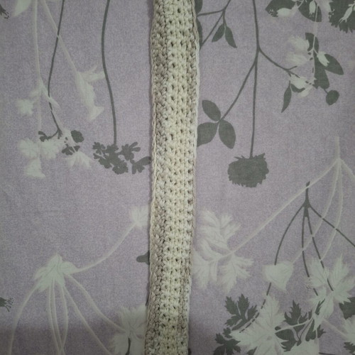 Handmade knitted belt, adjustable, grey and beige